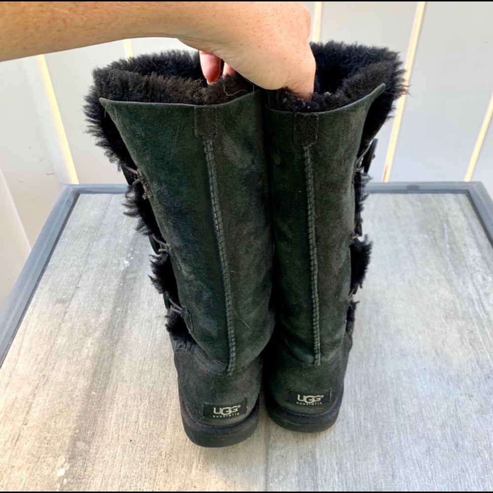 UGG Bailey Button Triplet Black Suede Boots - Picture 3 of 4